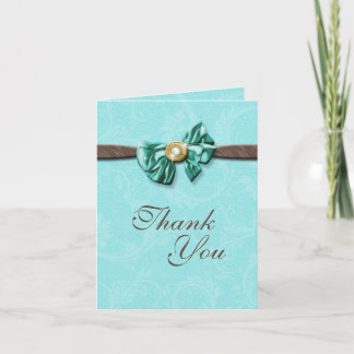 Tarjeta De Agradecimiento Arco floral de gema azul aguamarina marrón