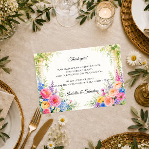 Tarjeta De Agradecimiento Arco Floral de Jardín Caprichoso para Bodas