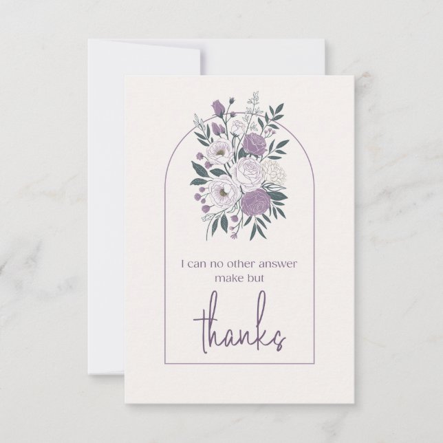 Tarjeta De Agradecimiento Arco floral elegante de lavanda para agradecimient (Anverso)
