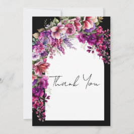 Tarjeta De Agradecimiento Arco Floral Lavanda Fucsia para Despedida de Solte