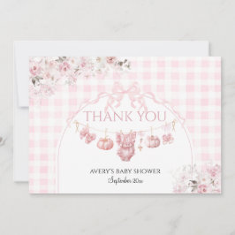 Tarjeta De Agradecimiento Arco Floral Rosa Calabaza Baby Shower Niña
