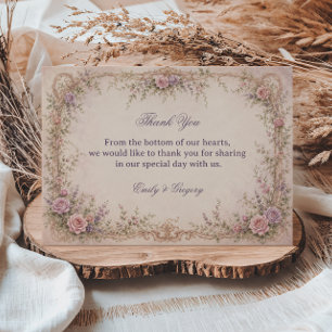 Tarjeta De Agradecimiento Arco floral vintage romántico