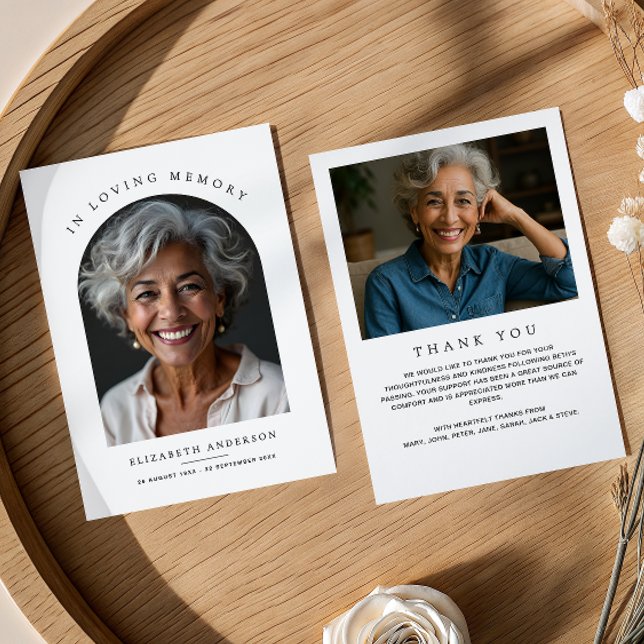 Tarjeta De Agradecimiento Arco Foto Moderno Funeral Recuerdo de Amor (Subido por el creador)