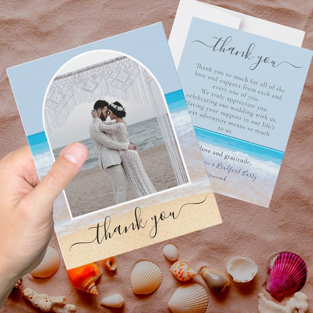 Tarjeta De Agradecimiento Arco fotográfico tropical azul moda (Subido por el creador)
