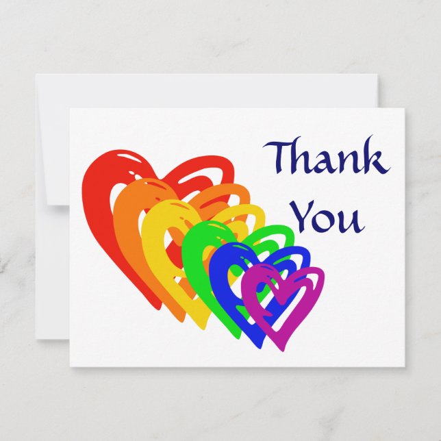 Tarjeta De Agradecimiento Arco iris de los corazones (Anverso)
