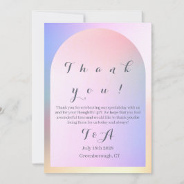 Tarjeta De Agradecimiento Arco moderno boho de boda con efecto ombre rosa