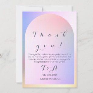Tarjeta De Agradecimiento Arco moderno boho de boda con efecto ombre rosa