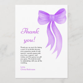 Tarjeta De Agradecimiento Arco púrpura Ella está atando el nudo Despedida de