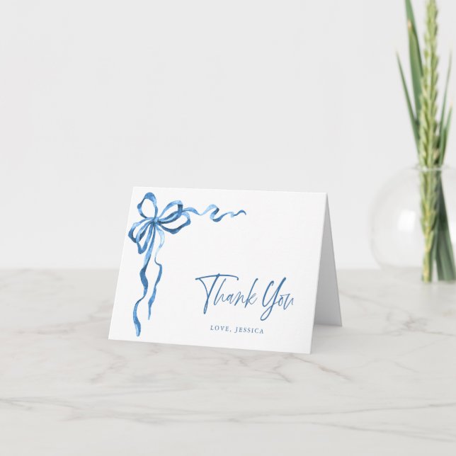 Tarjeta De Agradecimiento Arco simple moderno de acuarela azul dibujado a ma (Anverso)