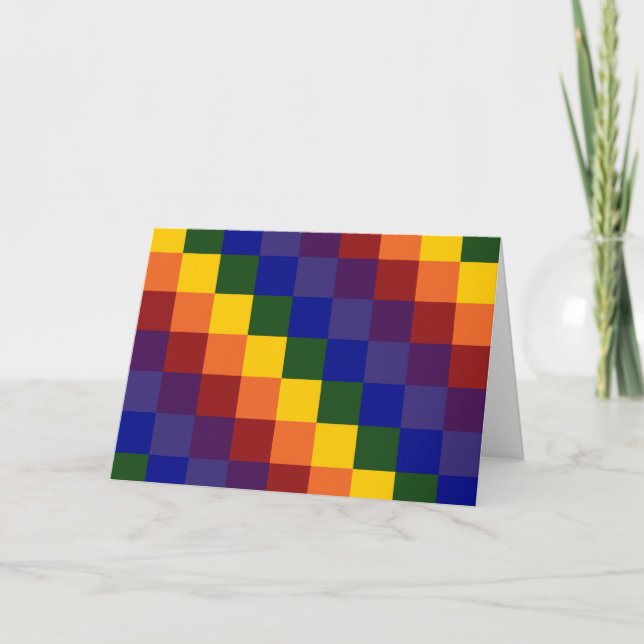 Tarjeta De Agradecimiento Arcoiris a cuadros (Anverso)