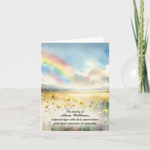 Tarjeta De Agradecimiento Arcoiris acuarela en el campo de las flores silves