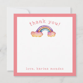 Tarjeta De Agradecimiento Arcoíris Acuarela Niños Personalizado