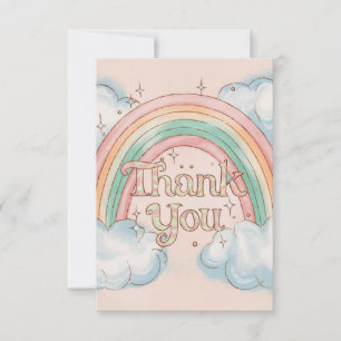 Tarjeta De Agradecimiento Arcoiris celeste mágico y nubes