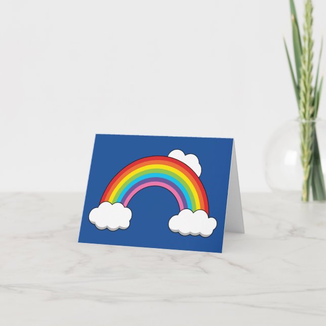 Tarjeta De Agradecimiento Arcoíris con Nubes Blancas (Anverso)