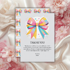 Tarjeta De Agradecimiento Arcoíris Corazones Lazo Baby Shower