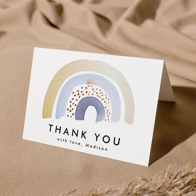 Tarjeta De Agradecimiento Arcoíris Cute de Acuarela Azul (Subido por el creador)