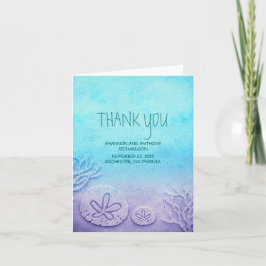 Tarjeta De Agradecimiento arcoiris de boda de playa de dólar de arena acuare