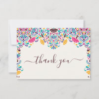 Tarjeta de agradecimiento arcoíris de fiesta mexic