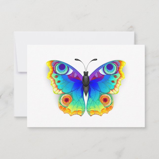 Tarjeta De Agradecimiento Arcoiris mariposa Peacock Eye (Anverso)