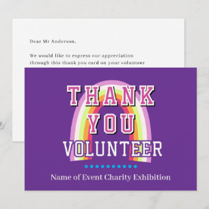 Tarjeta De Agradecimiento Arcoíris Negocio  Voluntario Púrpura