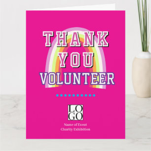 Tarjeta De Agradecimiento Arcoíris Negocios Voluntario Rosa Fucsia