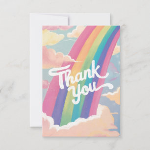 Tarjeta De Agradecimiento Arcoiris pastel simple y nubes