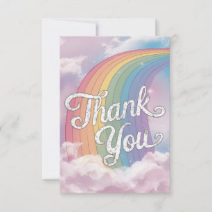 Tarjeta De Agradecimiento Arcoiris y nubes brillantes