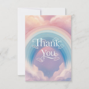 Tarjeta De Agradecimiento Arcoiris y nubes caprichosas