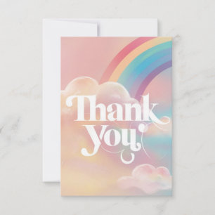 Tarjeta De Agradecimiento Arcoiris y nubes caprichosas de bonito