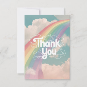 Tarjeta De Agradecimiento Arcoiris y nubes de Bonito suave