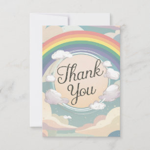 Tarjeta De Agradecimiento Arcoiris y nubes de Moda colorida