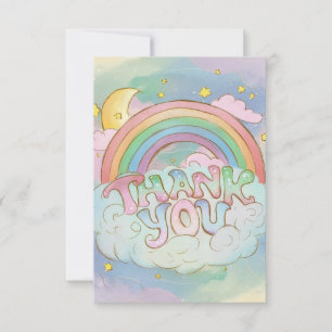 Tarjeta De Agradecimiento Arcoiris y nubes mágicas de moda