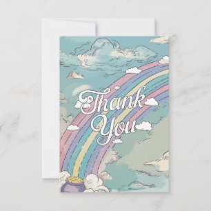 Tarjeta De Agradecimiento Arcoiris y nubes simples de Pastel