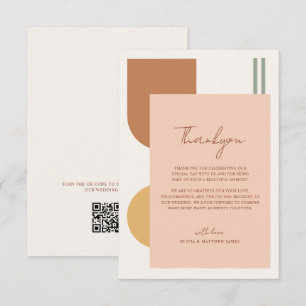 Tarjeta De Agradecimiento Arcos Bohemios Elegantes Coloridos Código QR Boda