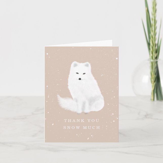 Tarjeta De Agradecimiento Arctic Fox Pink Winter Baby Shower Gracias (Anverso)