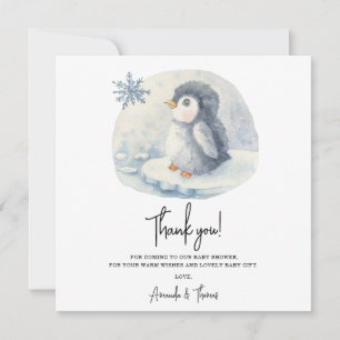 Tarjeta De Agradecimiento Arctic lindo Pingüino gracias baby shower