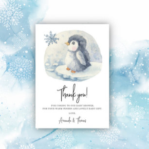 Tarjeta De Agradecimiento Arctic lindo Pingüino gracias baby shower