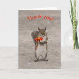 Tarjeta De Agradecimiento Ardilla con flor
