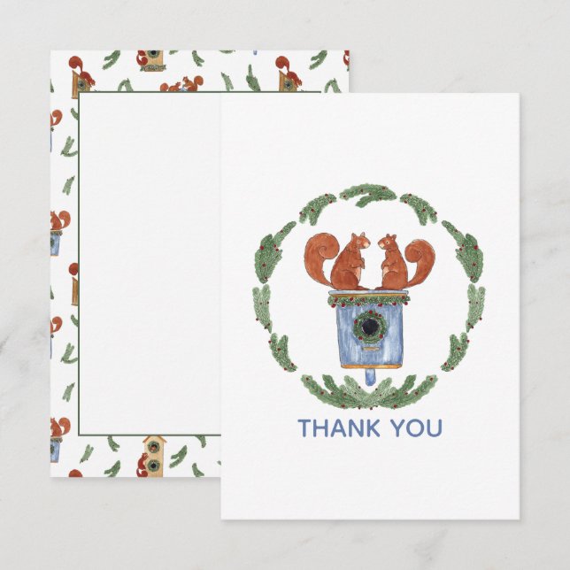 Tarjeta De Agradecimiento Ardillas Lindas  (Anverso / Reverso)