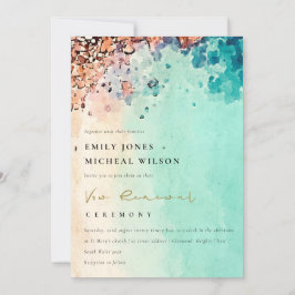 TARJETA DE AGRADECIMIENTO ARENA DE PLAYA ROCK WATERCOLOR VOW RENEWAL INVITE