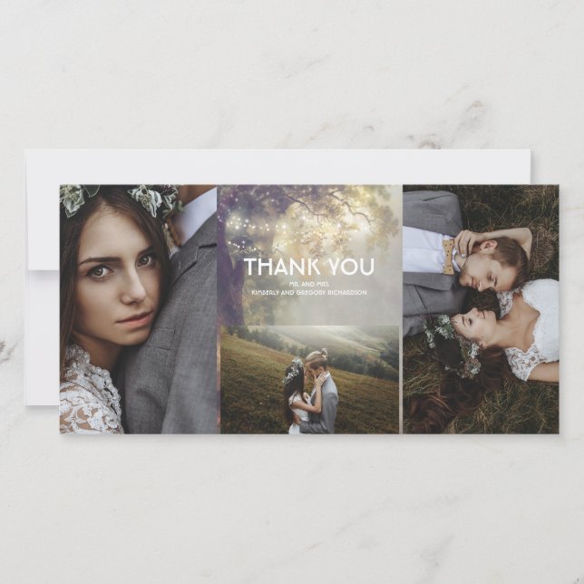 Tarjeta De Agradecimiento Arena de roble ilumina Boda ruso Gracias (Anverso)