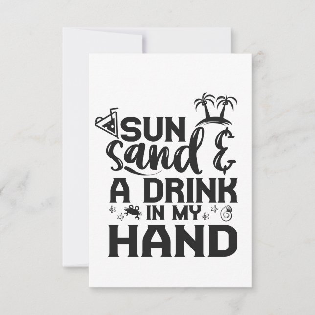 Tarjeta De Agradecimiento Arena solar y bebida en mis divertidas vacaciones  (Anverso)
