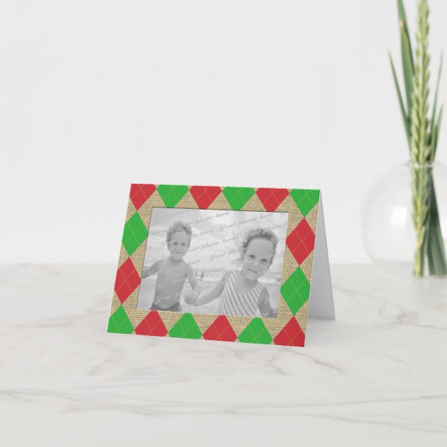 Tarjeta De Agradecimiento Argyle y Burlap Holiday. Gracias (Anverso)