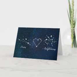 Tarjeta De Agradecimiento Aries + Sagittarius Zodiac Rótulo El día de San Va