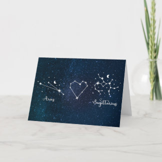 Tarjeta De Agradecimiento Aries + Sagittarius Zodiac Rótulo El día de San Va