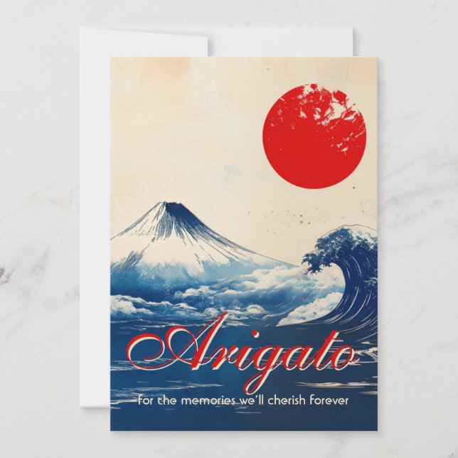 Tarjeta De Agradecimiento Arigato Japonesque Harmony con Fuji (Anverso)