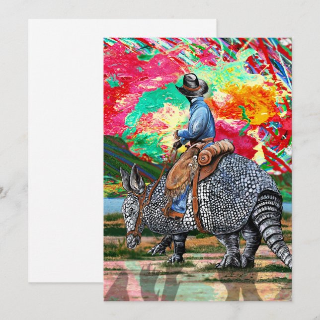 Tarjeta De Agradecimiento Armadillo Cowboy (Anverso / Reverso)