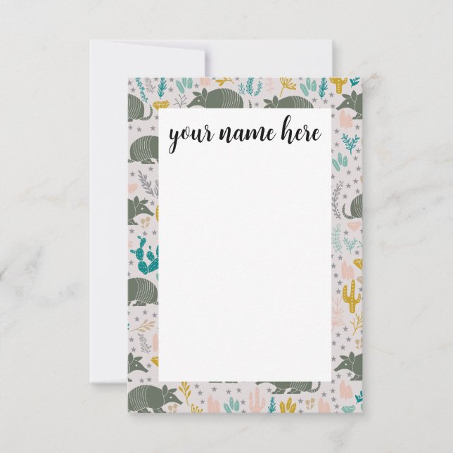 Tarjeta De Agradecimiento Armadillo Notecards personalizado (Anverso)