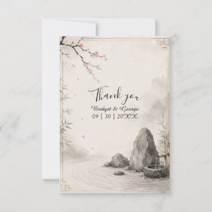 Tarjeta De Agradecimiento Armonía Botánica Boda Zen Sakura