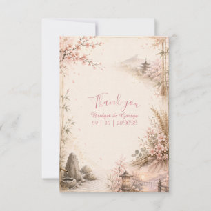 Tarjeta De Agradecimiento Armonía botánica romántica de Sakura fusión Boda